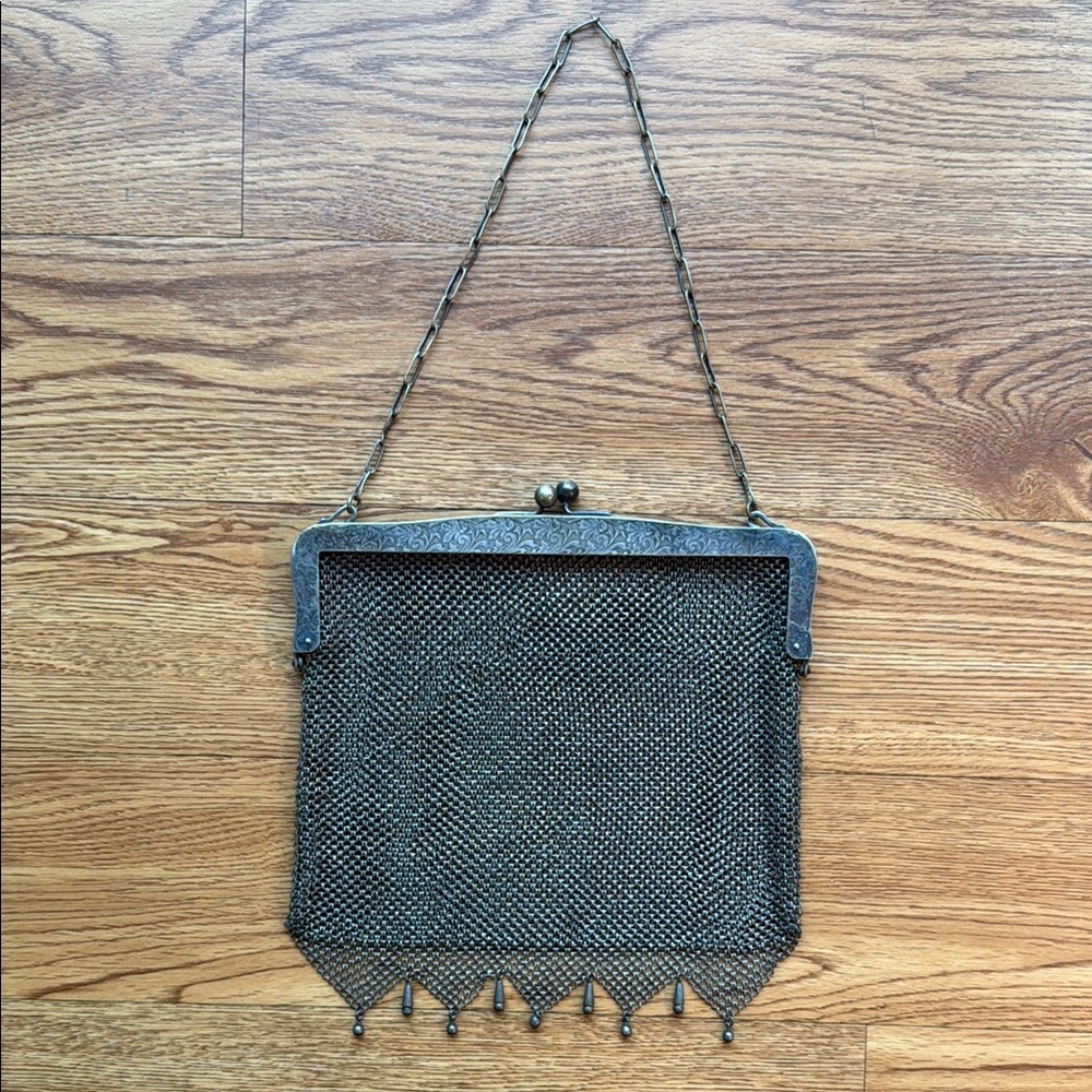 Vintage German Silver Chainmail Evening Clutch Bag